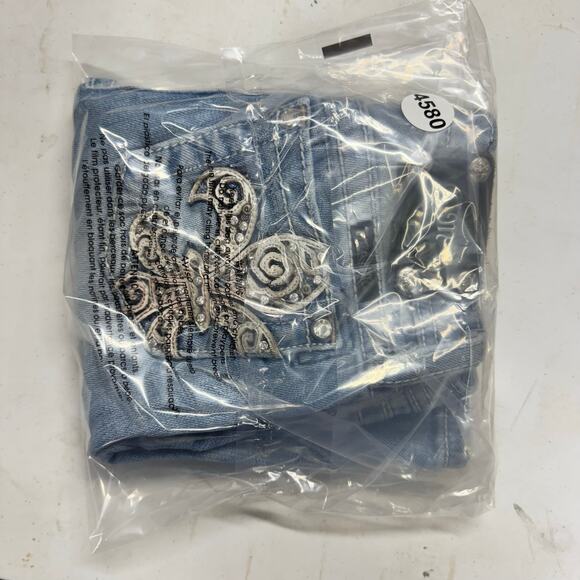 Miss Me Jean Shorts Light Wash‎ Embellished Bling Bermuda 10 Fleur - Picture 8 of 8